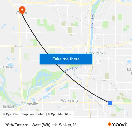 28th/Eastern - West (Wb) to Walker, MI map