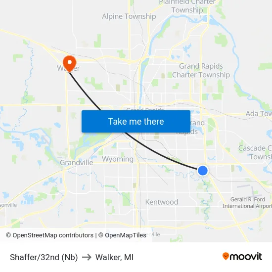 Shaffer/32nd (Nb) to Walker, MI map
