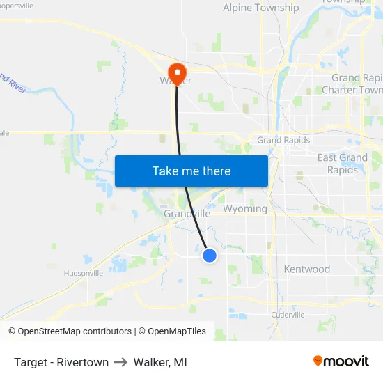 Target - Rivertown to Walker, MI map