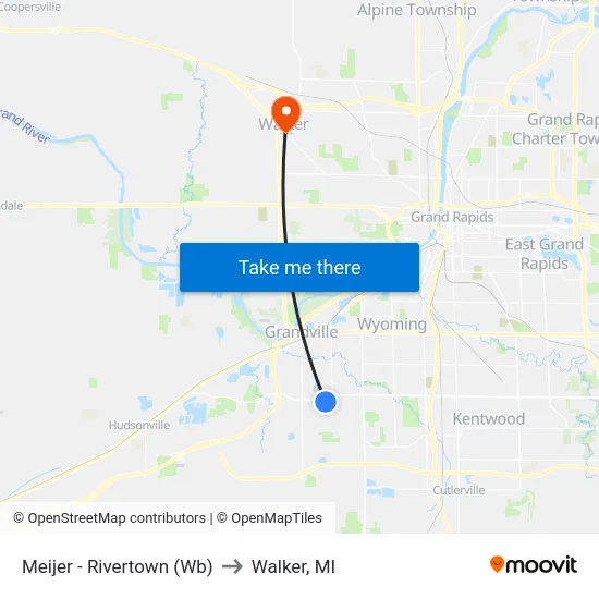 Meijer - Rivertown (Wb) to Walker, MI map