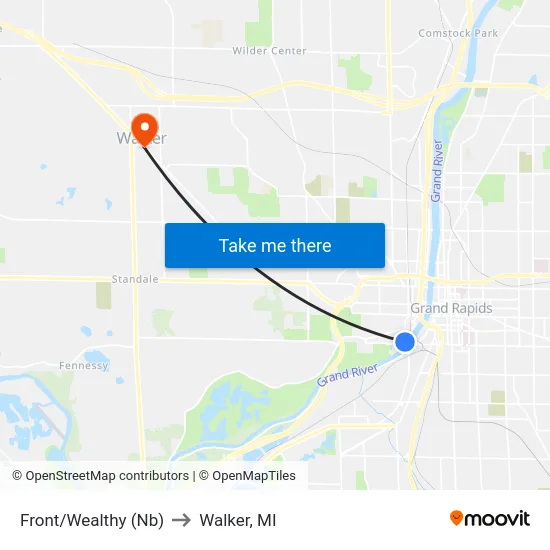 Front/Wealthy (Nb) to Walker, MI map