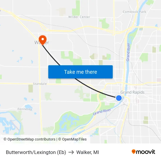 Butterworth/Lexington (Eb) to Walker, MI map