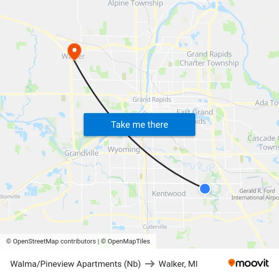 Walma/Pineview Apartments (Nb) to Walker, MI map