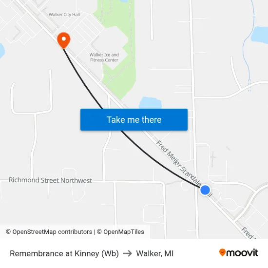 Remembrance at Kinney (Wb) to Walker, MI map