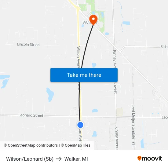 Wilson/Leonard (Sb) to Walker, MI map