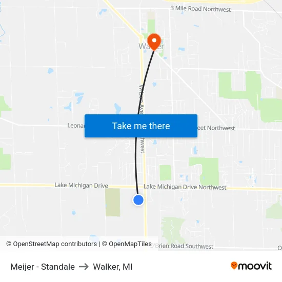 Meijer - Standale to Walker, MI map