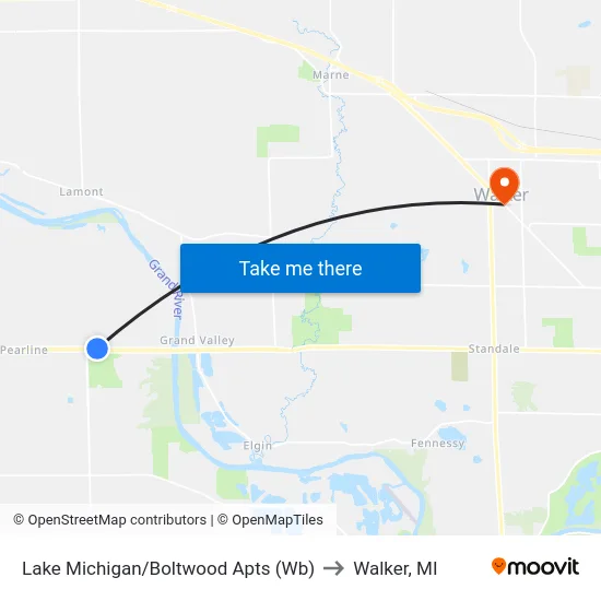 Lake Michigan/Boltwood Apts (Wb) to Walker, MI map
