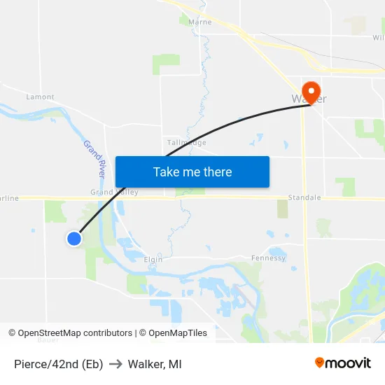 Pierce/42nd (Eb) to Walker, MI map
