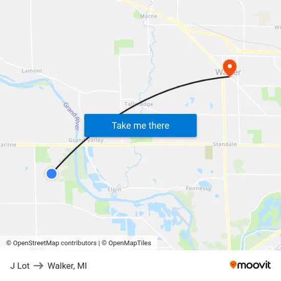 J Lot to Walker, MI map