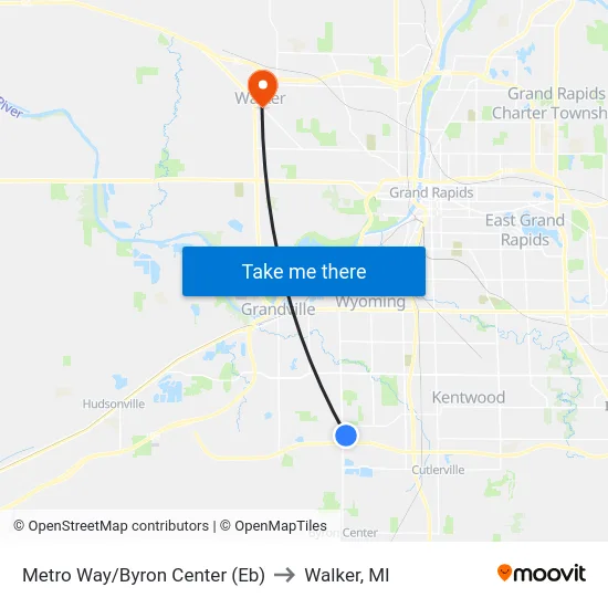Metro Way/Byron Center (Eb) to Walker, MI map