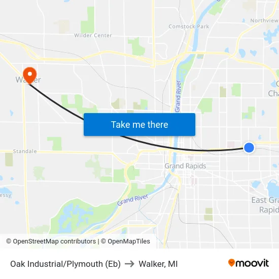 Oak Industrial/Plymouth (Eb) to Walker, MI map