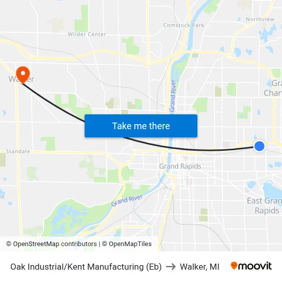 Oak Industrial/Kent Manufacturing (Eb) to Walker, MI map