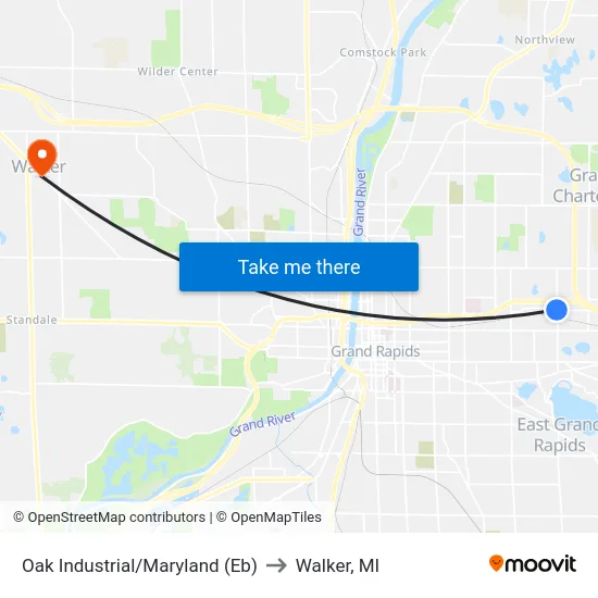 Oak Industrial/Maryland (Eb) to Walker, MI map