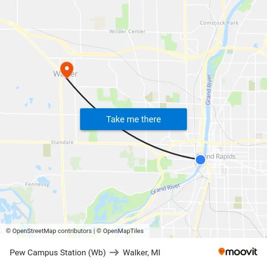 Pew Campus Station (Wb) to Walker, MI map
