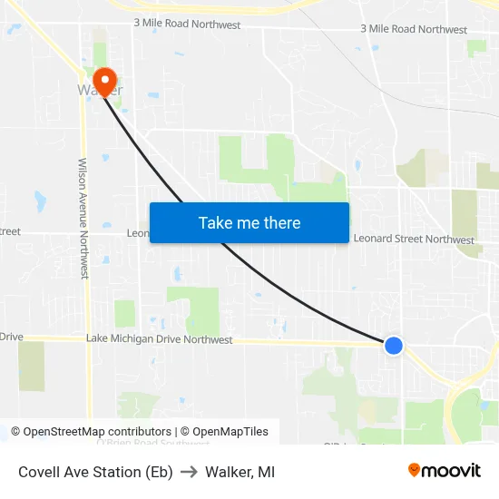 Covell Ave Station (Eb) to Walker, MI map