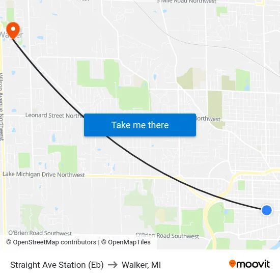 Straight Ave Station (Eb) to Walker, MI map