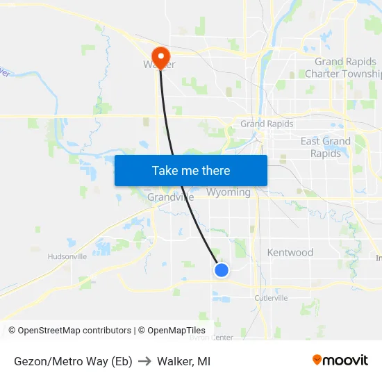 Gezon/Metro Way (Eb) to Walker, MI map