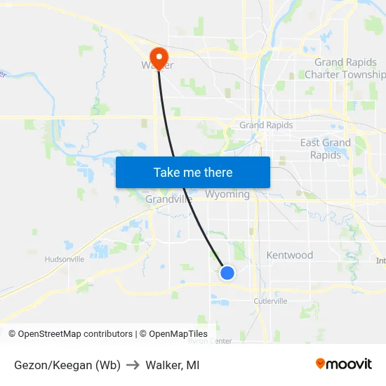 Gezon/Keegan (Wb) to Walker, MI map