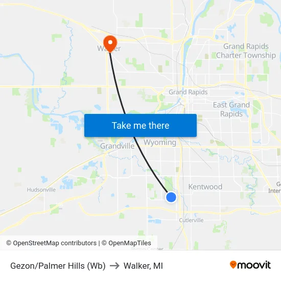 Gezon/Palmer Hills (Wb) to Walker, MI map