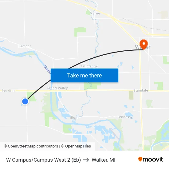 W Campus/Campus West 2 (Eb) to Walker, MI map
