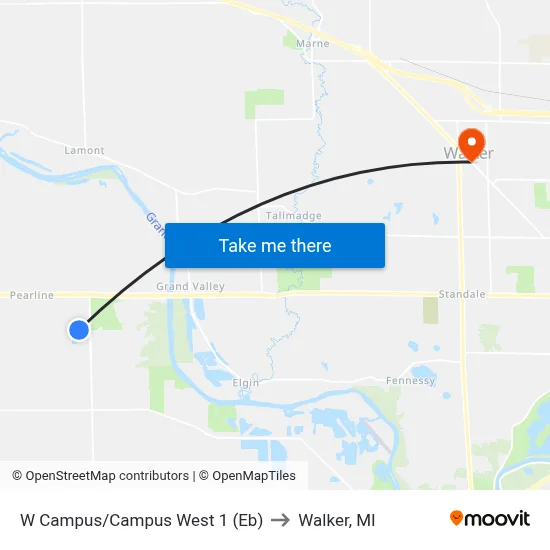 W Campus/Campus West 1 (Eb) to Walker, MI map