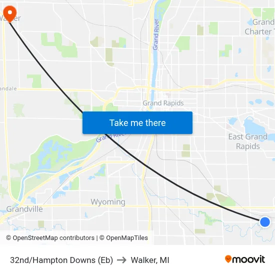 32nd/Hampton Downs (Eb) to Walker, MI map