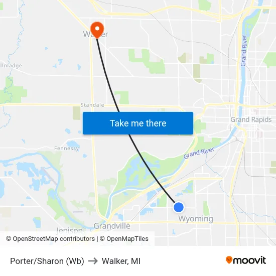 Porter/Sharon (Wb) to Walker, MI map