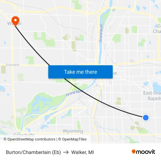 Burton/Chamberlain (Eb) to Walker, MI map