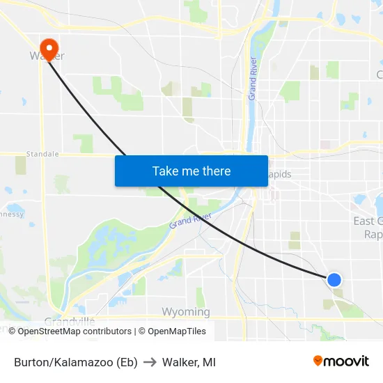 Burton/Kalamazoo (Eb) to Walker, MI map