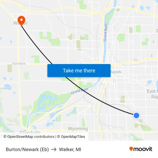 Burton/Newark (Eb) to Walker, MI map