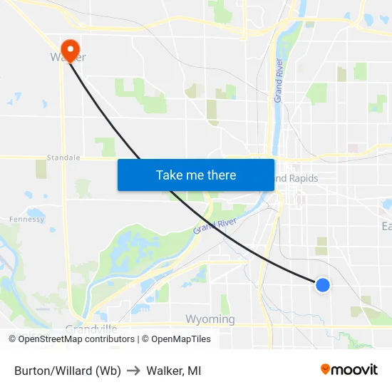 Burton/Willard (Wb) to Walker, MI map