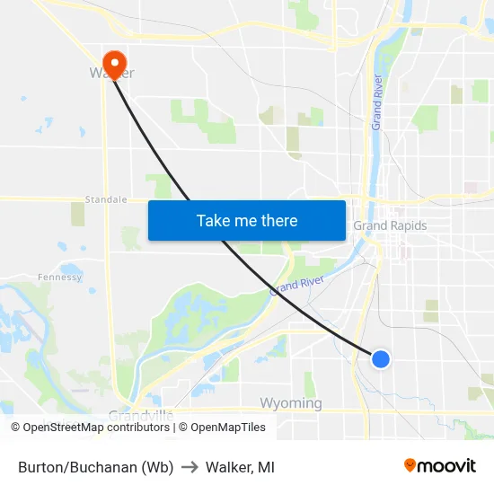 Burton/Buchanan (Wb) to Walker, MI map