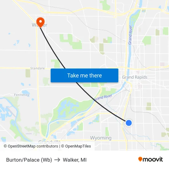 Burton/Palace (Wb) to Walker, MI map