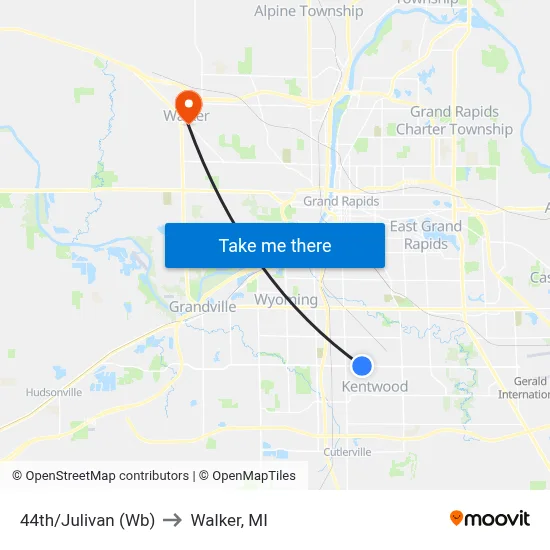 44th/Julivan (Wb) to Walker, MI map