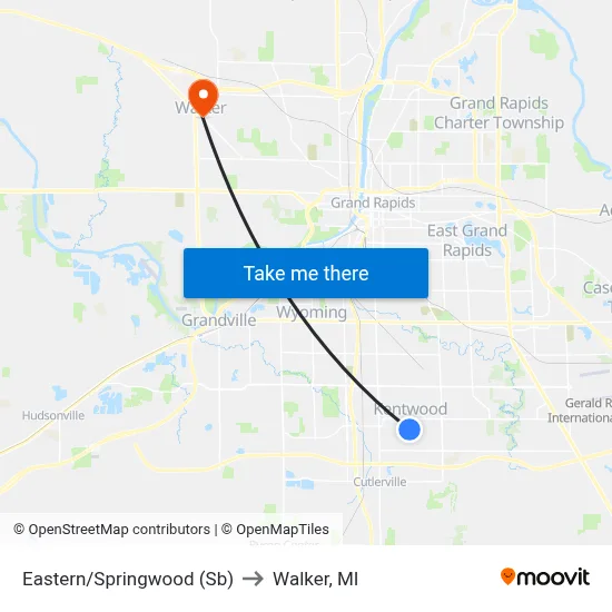 Eastern/Springwood (Sb) to Walker, MI map