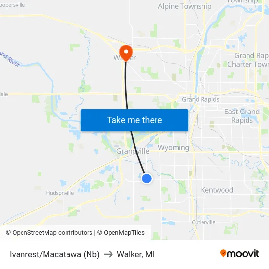 Ivanrest/Macatawa (Nb) to Walker, MI map