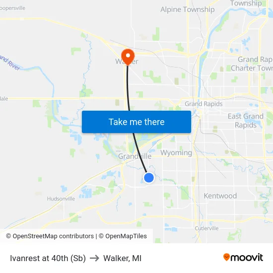 Ivanrest at 40th (Sb) to Walker, MI map