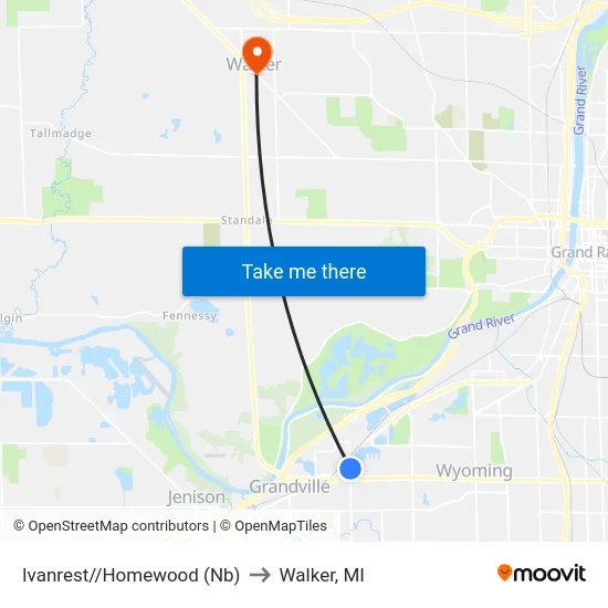 Ivanrest//Homewood (Nb) to Walker, MI map