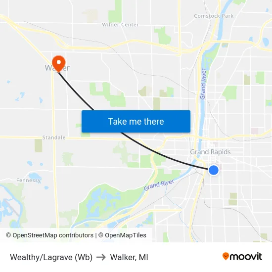 Wealthy/Lagrave (Wb) to Walker, MI map