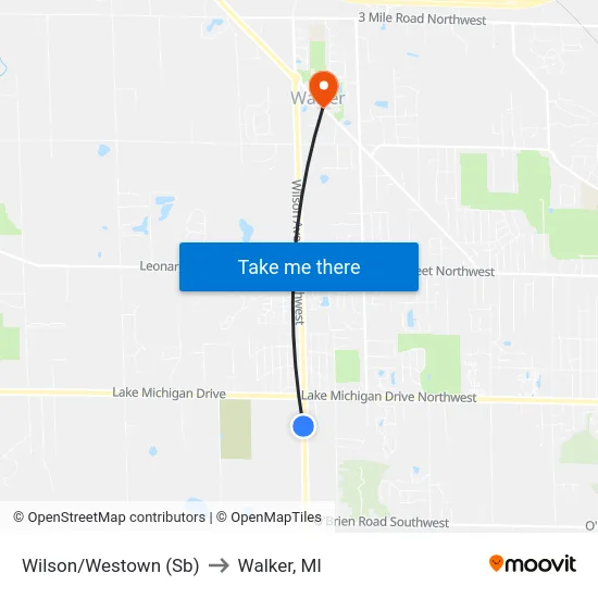 Wilson/Westown (Sb) to Walker, MI map