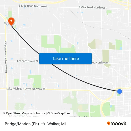 Bridge/Marion (Eb) to Walker, MI map