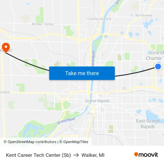 Kent Career Tech Center (Sb) to Walker, MI map