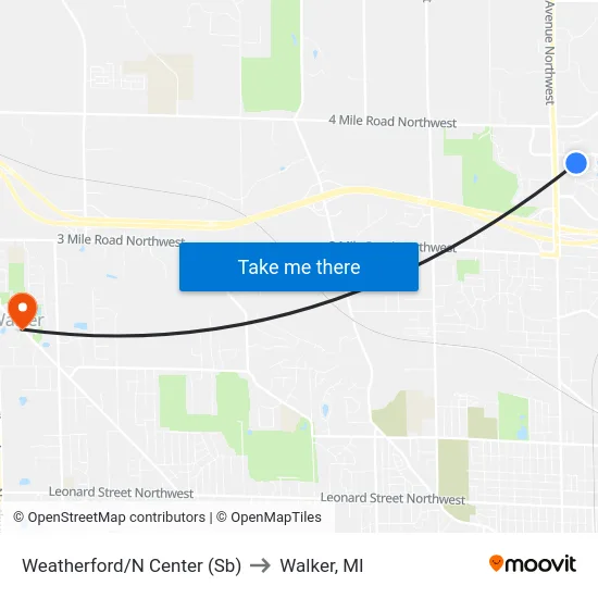 Weatherford/N Center (Sb) to Walker, MI map