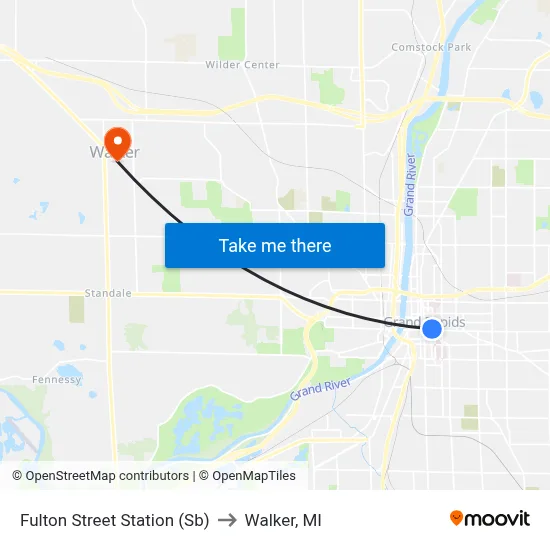 Fulton Street Station (Sb) to Walker, MI map