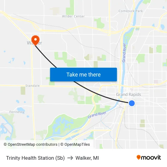 Trinity Health Station (Sb) to Walker, MI map