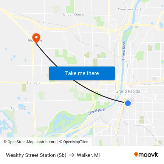 Wealthy Street Station (Sb) to Walker, MI map
