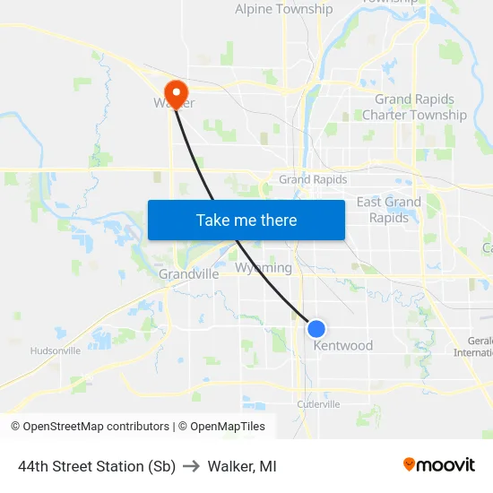 44th Street Station (Sb) to Walker, MI map