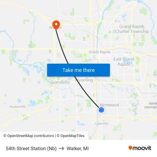 54th Street Station (Nb) to Walker, MI map