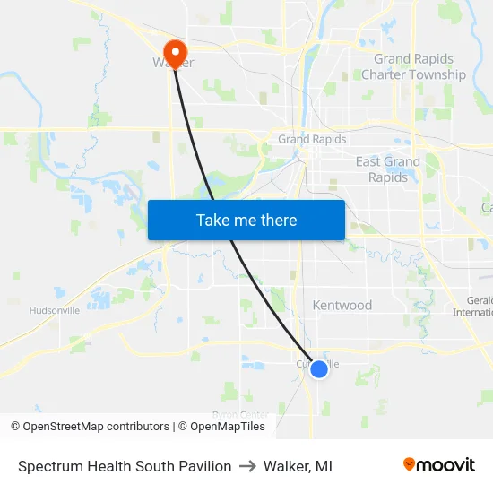 Spectrum Health South Pavilion to Walker, MI map