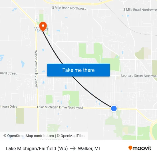 Lake Michigan/Fairfield (Wb) to Walker, MI map